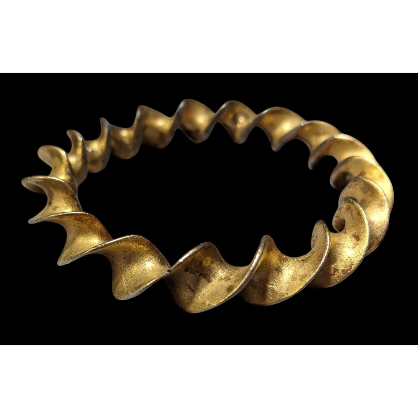 Vintage Gold Tone Solid Metal Spiral Bangle Bracelet