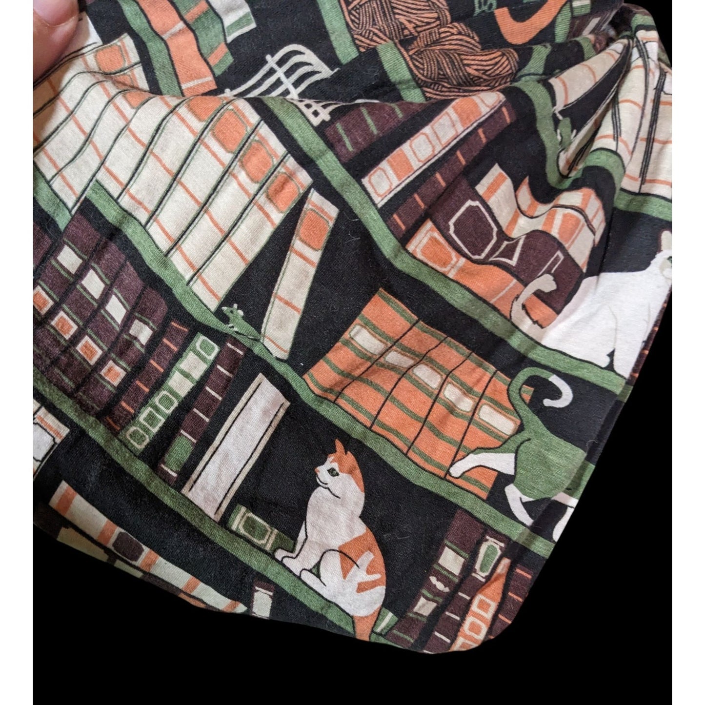 Quirky Cats On Bookshelves Printed Infinity Scarf