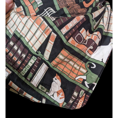 Quirky Cats On Bookshelves Printed Infinity Scarf