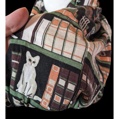 Quirky Cats On Bookshelves Printed Infinity Scarf