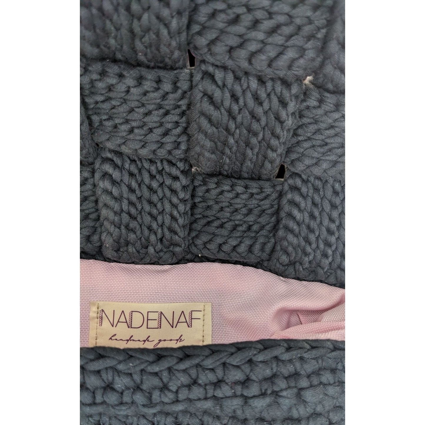 Handmade Black Knit Woven Shoulder Bag With Chain Strap & Magnetic Closure