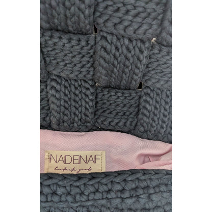 Handmade Black Knit Woven Shoulder Bag With Chain Strap & Magnetic Closure