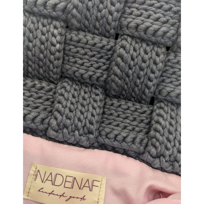 Handmade Black Knit Woven Shoulder Bag With Chain Strap & Magnetic Closure
