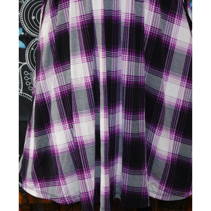 City Studio Gothic Purple And Black Plaid Mini Dress