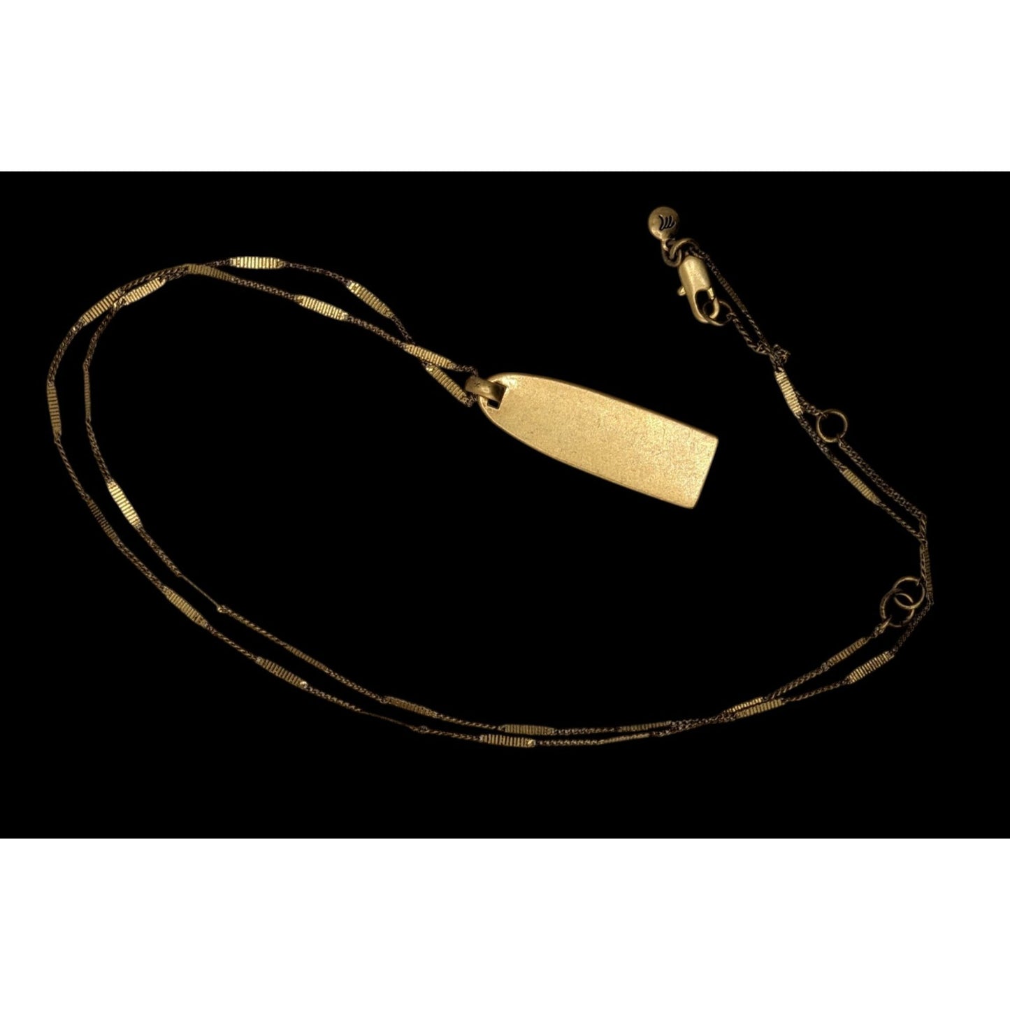 Madewell Gold Bar Pendant Necklace Minimalist Matte Gold Tag Pendant Modern Layering Chain