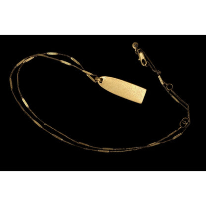 Madewell Gold Bar Pendant Necklace Minimalist Matte Gold Tag Pendant Modern Layering Chain