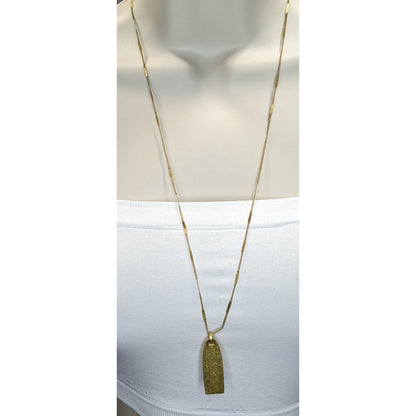 Madewell Gold Bar Pendant Necklace Minimalist Matte Gold Tag Pendant Modern Layering Chain