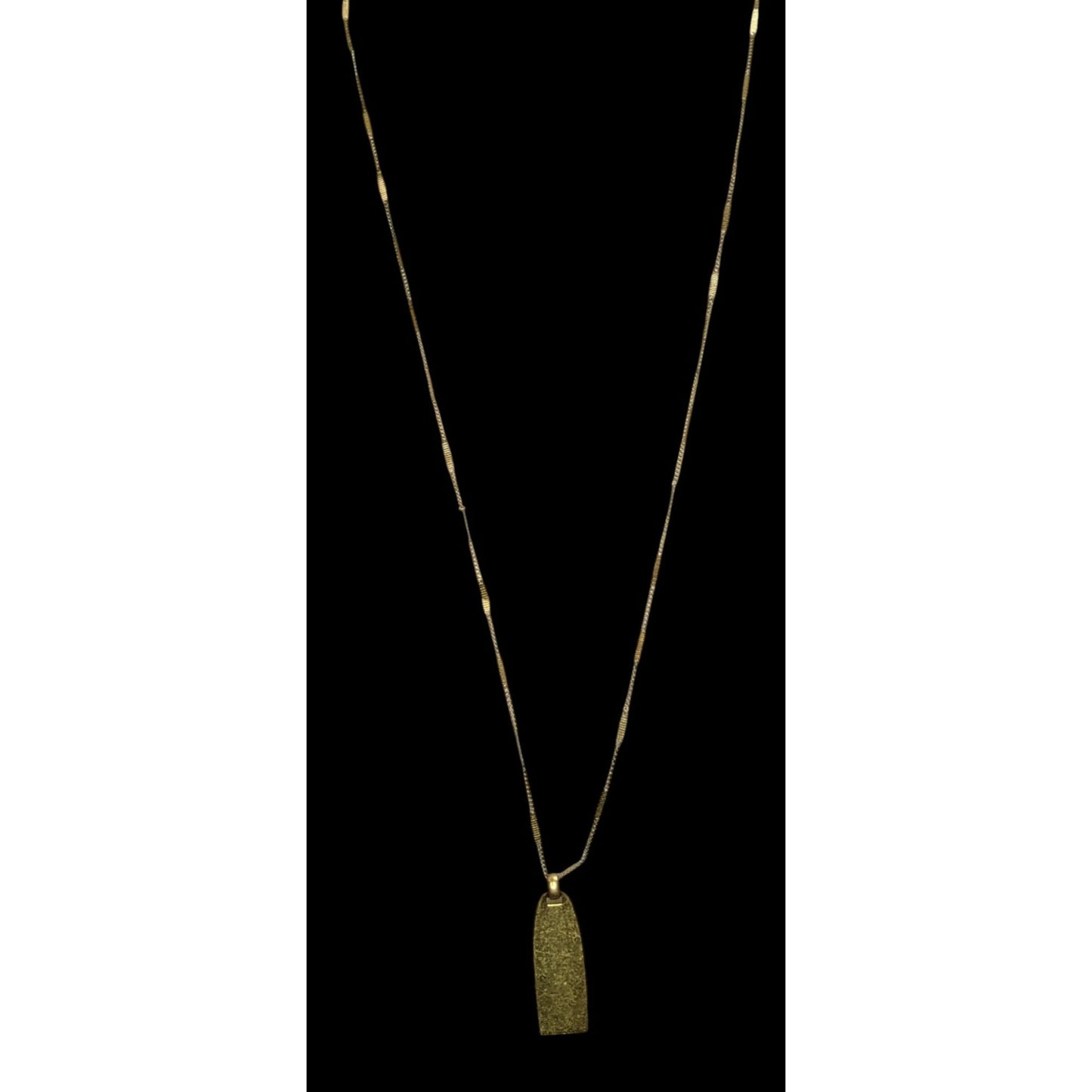 Madewell Gold Bar Pendant Necklace Minimalist Matte Gold Tag Pendant Modern Layering Chain