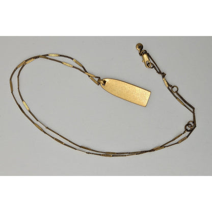 Madewell Gold Bar Pendant Necklace Minimalist Matte Gold Tag Pendant Modern Layering Chain