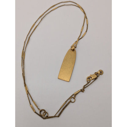Madewell Gold Bar Pendant Necklace Minimalist Matte Gold Tag Pendant Modern Layering Chain