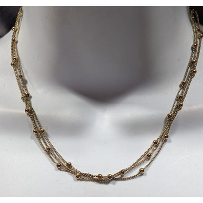 Elegant Liz Claiborne Layered Ball Studded Gold Tone Chain Necklace