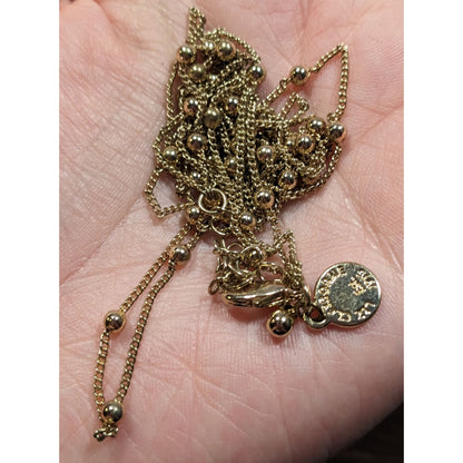 Elegant Liz Claiborne Layered Ball Studded Gold Tone Chain Necklace