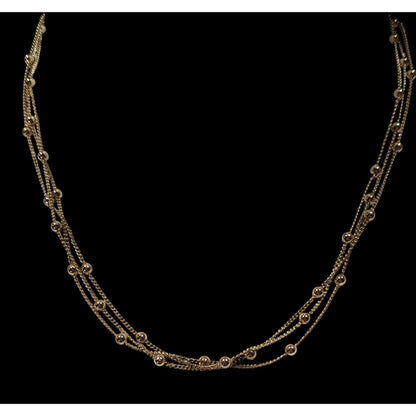 Elegant Liz Claiborne Layered Ball Studded Gold Tone Chain Necklace