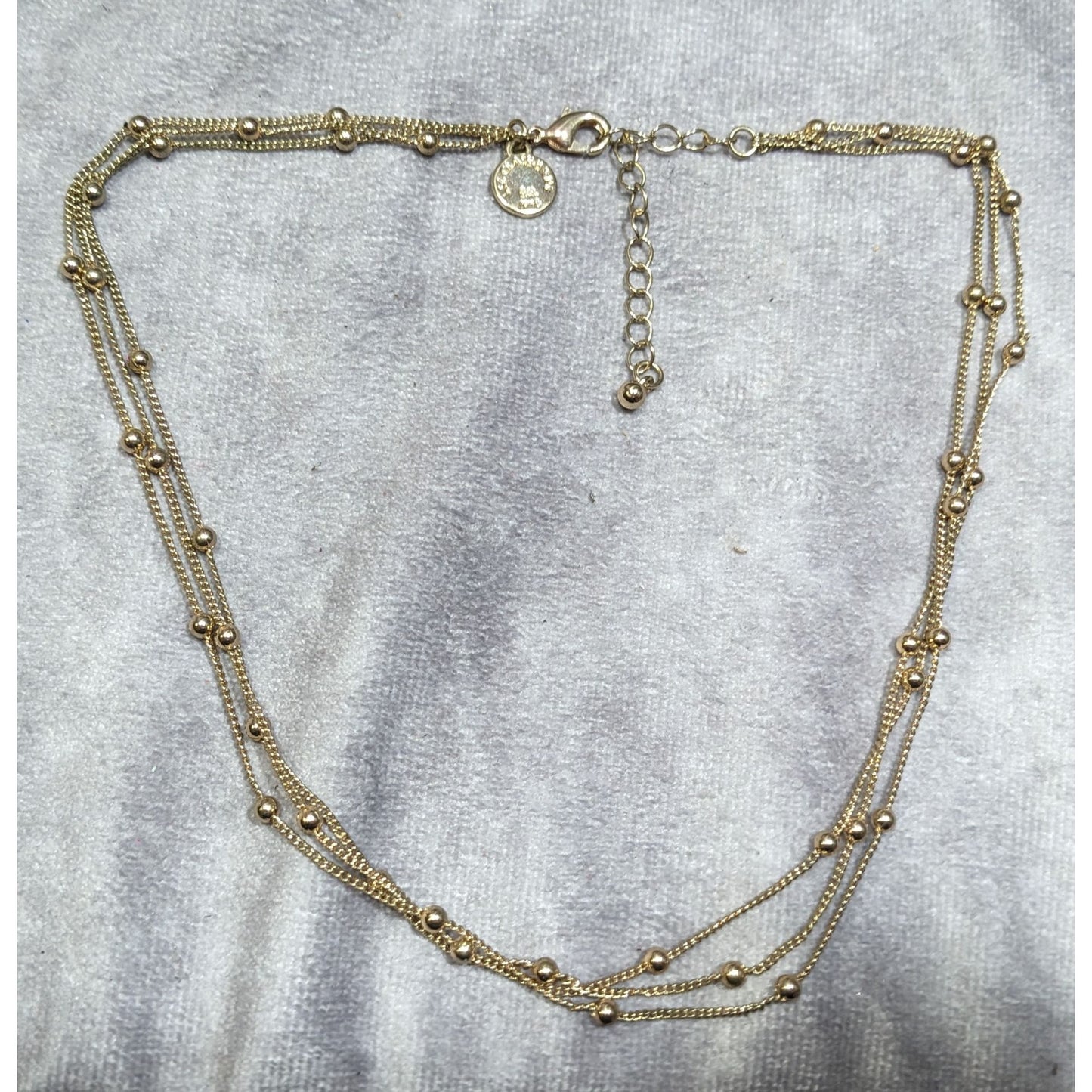 Elegant Liz Claiborne Layered Ball Studded Gold Tone Chain Necklace