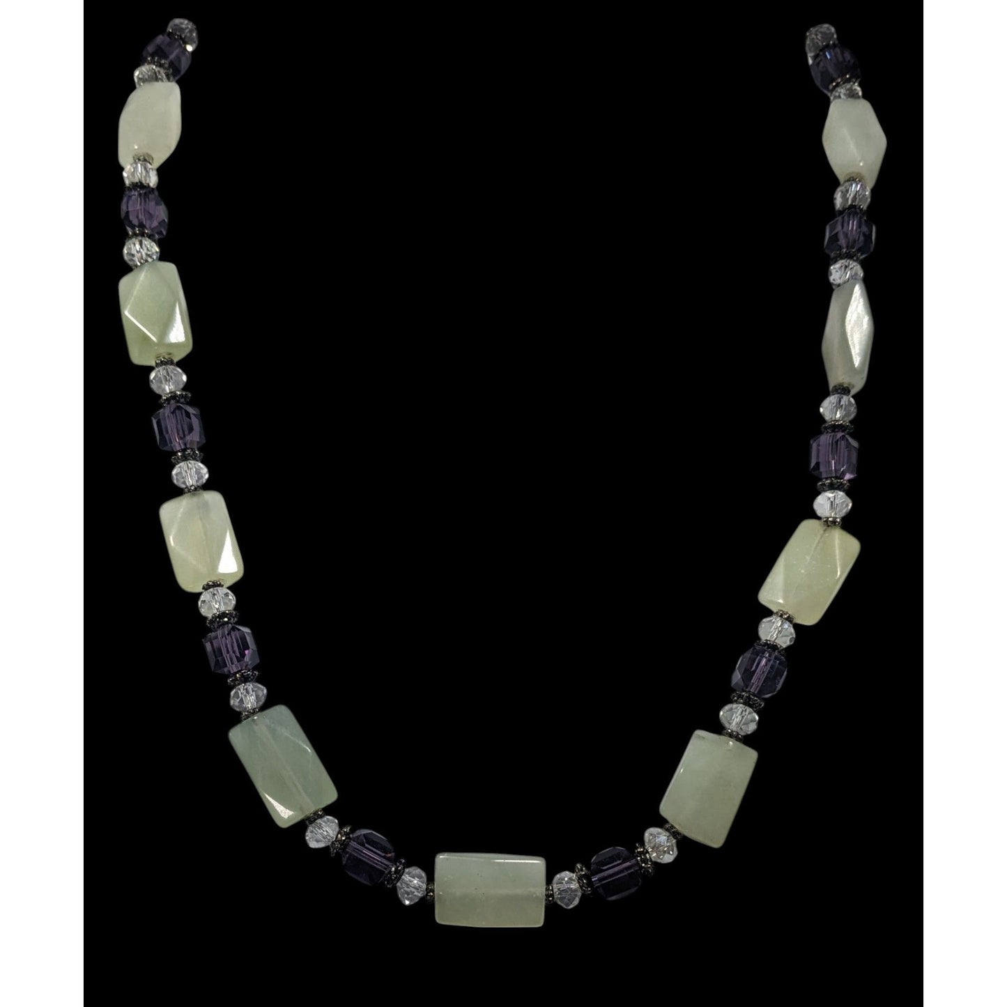 Handmade Aventurine And Purple Glass Beaded Necklace