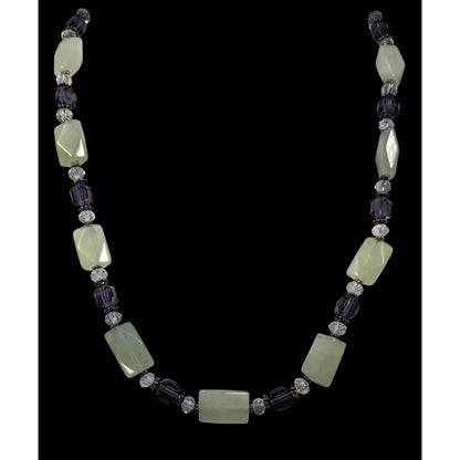 Handmade Aventurine And Purple Glass Beaded Necklace