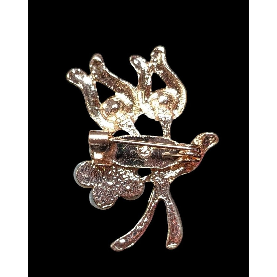 Bijoux by Meera Floral Rose Gold Tone Faux Pearl And Rhinestone Brooch