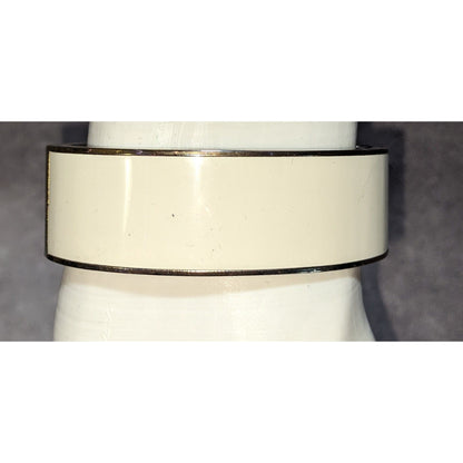 Mod C Wonder Cream Gold D Logo Enamel Cuff Bracelet Statement Jewelry