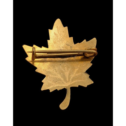 Vintage Canadian Ottowa Engraved Maple Leaf Gold Tone Souvenir Brooch