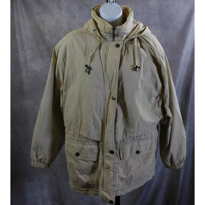 London Fog Beige Hooded Coat Size Large Petite