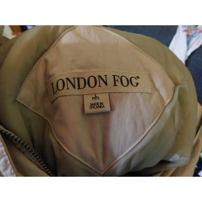 London Fog Beige Hooded Coat Size Large Petite