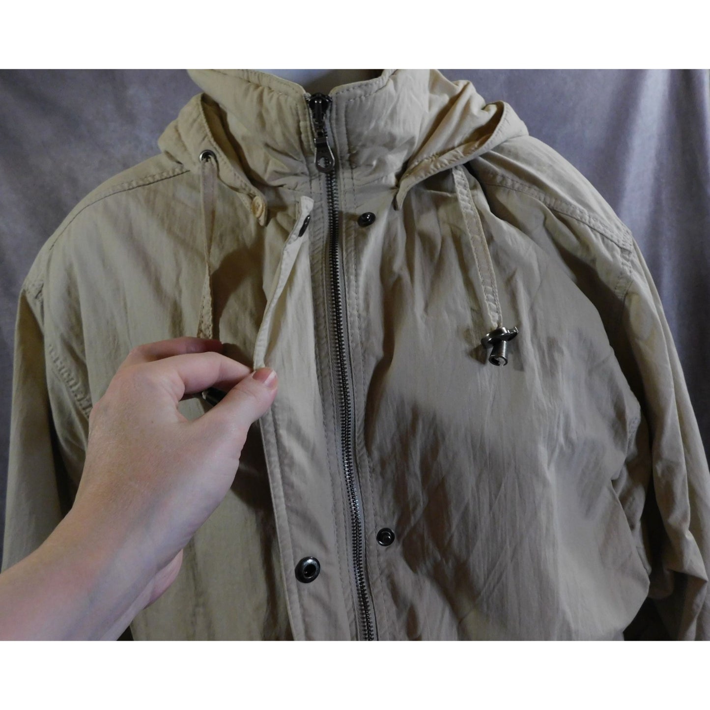 London Fog Beige Hooded Coat Size Large Petite