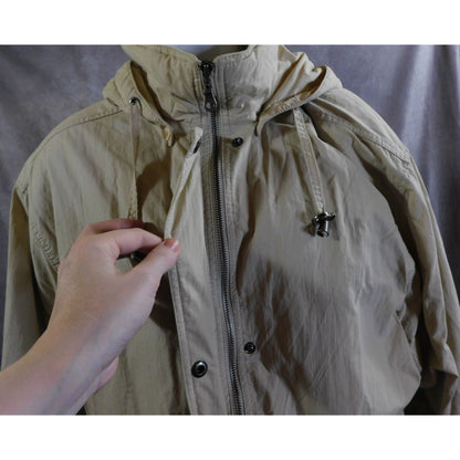 London Fog Beige Hooded Coat Size Large Petite