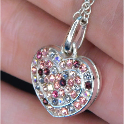 Coquette Sparkling Pink And Red Rhinestone Heart Necklace