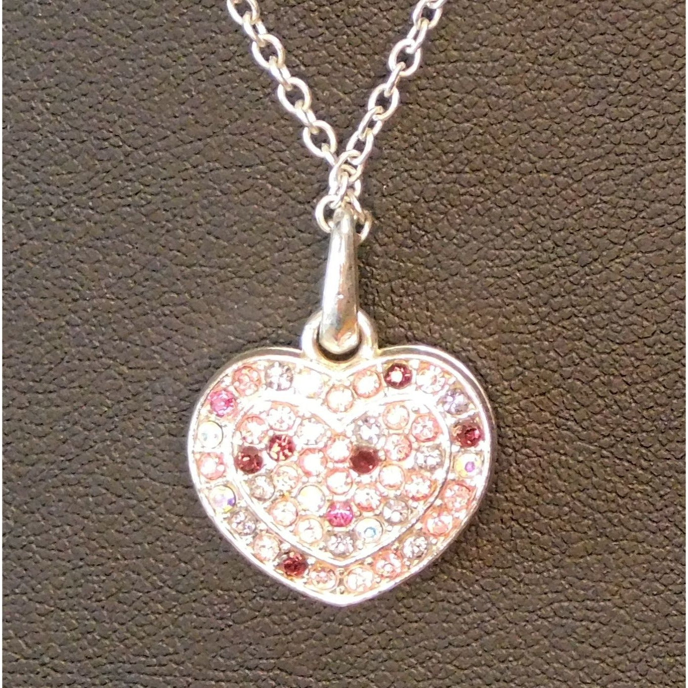 Coquette Sparkling Pink And Red Rhinestone Heart Necklace