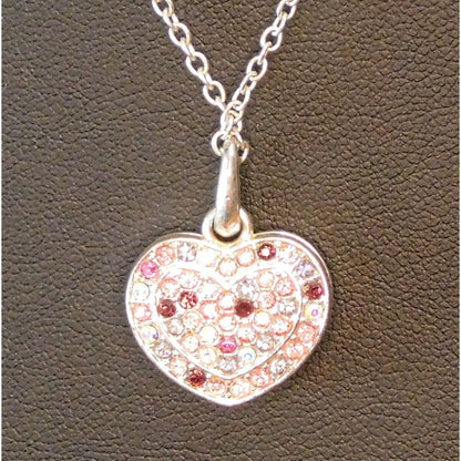Coquette Sparkling Pink And Red Rhinestone Heart Necklace