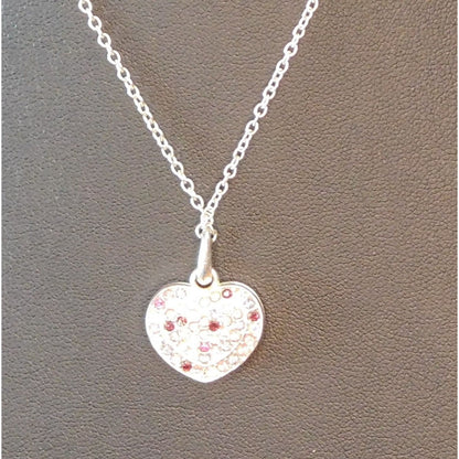 Coquette Sparkling Pink And Red Rhinestone Heart Necklace