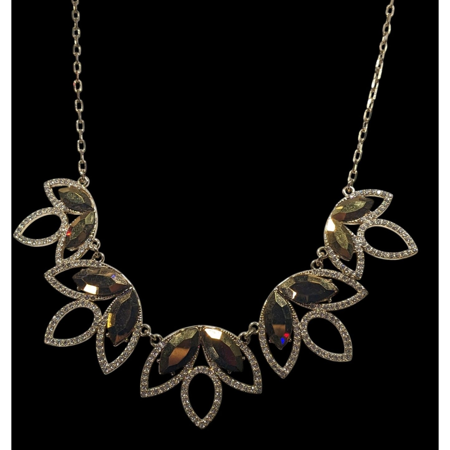 INC Floral Glam Gold Tone Statement Necklace
