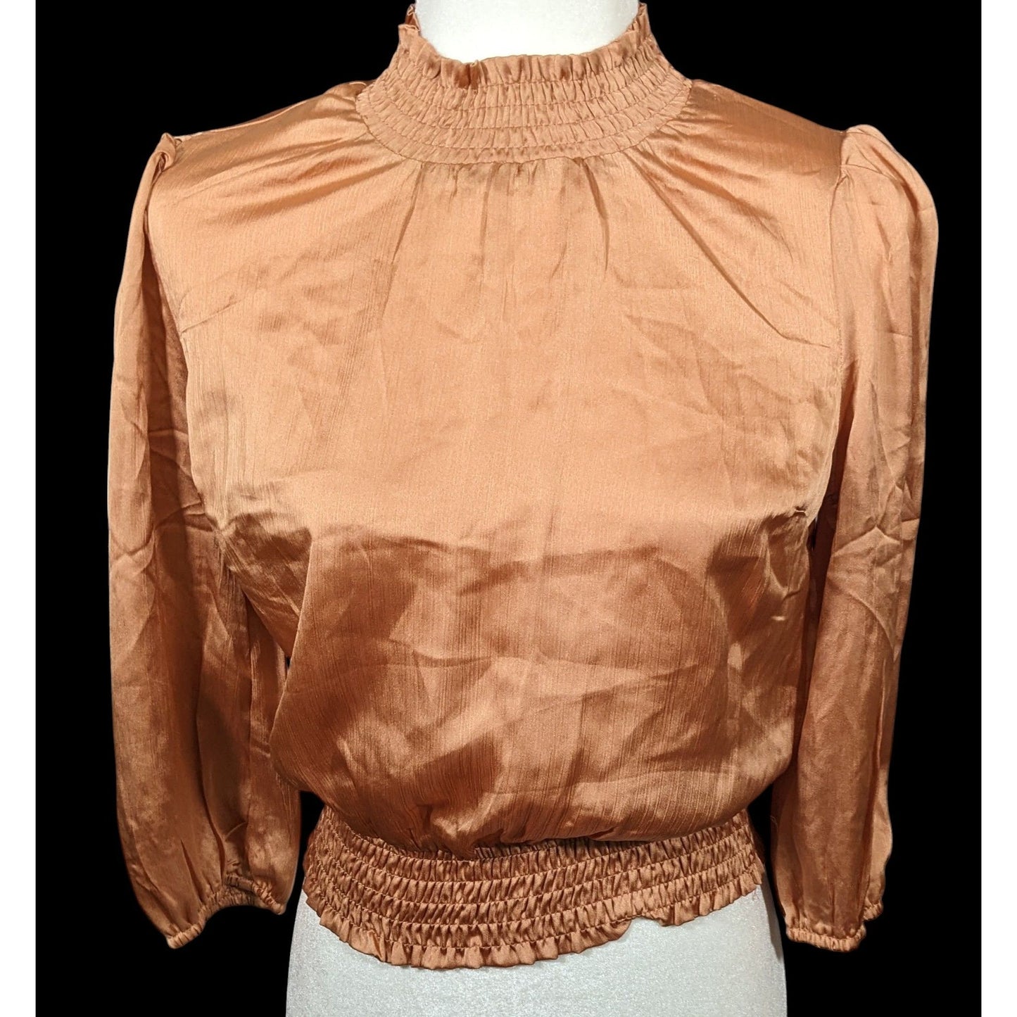 Monteau Rust Long Sleeve Poufy Ruffle Crop Top