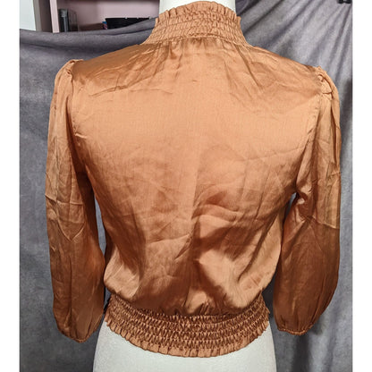 Monteau Rust Long Sleeve Poufy Ruffle Crop Top