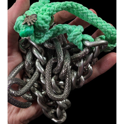 Chunky Silver Tone Chain And Tear Rope Necklace