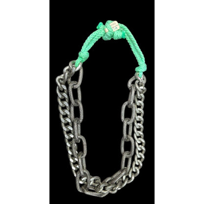 Chunky Silver Tone Chain And Tear Rope Necklace