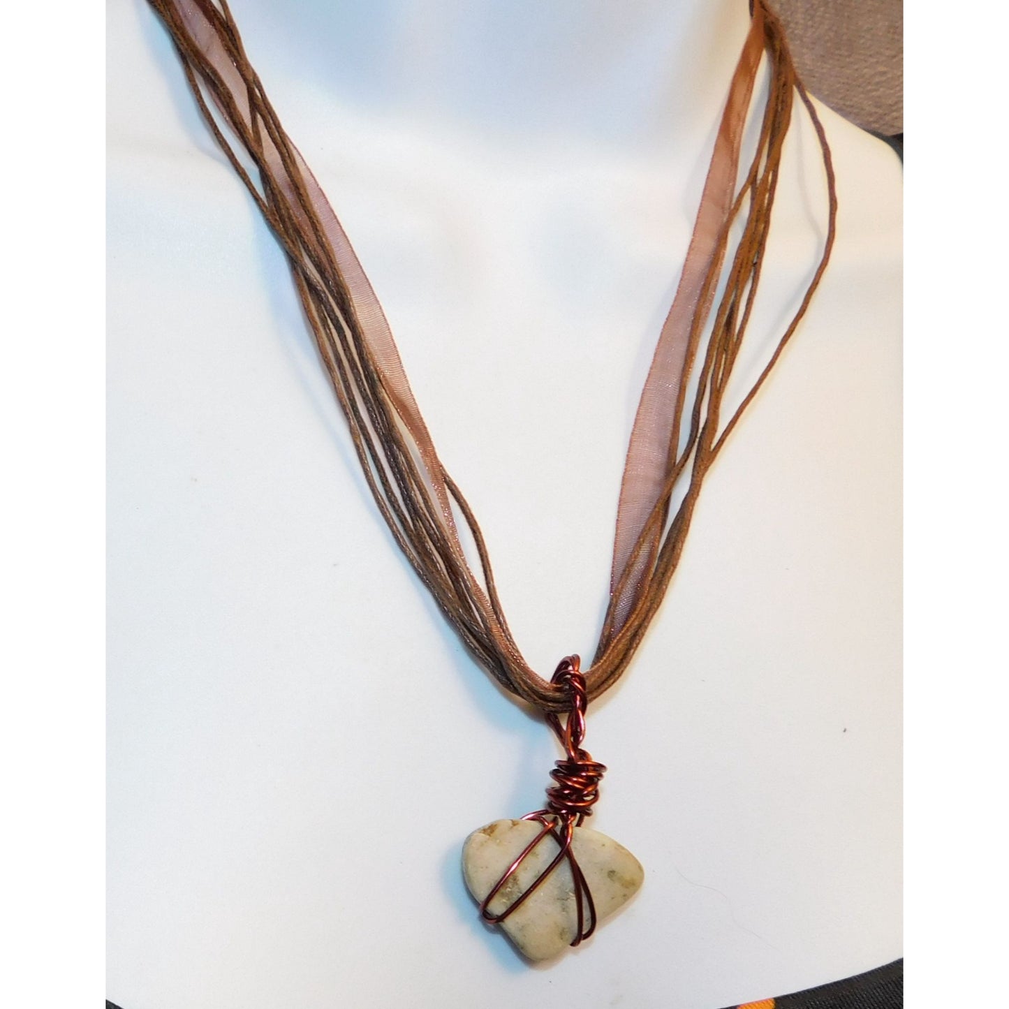 Handmade Wire Wrapped Stone Pendant Necklace