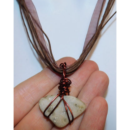 Handmade Wire Wrapped Stone Pendant Necklace