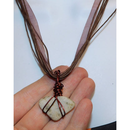 Handmade Wire Wrapped Stone Pendant Necklace