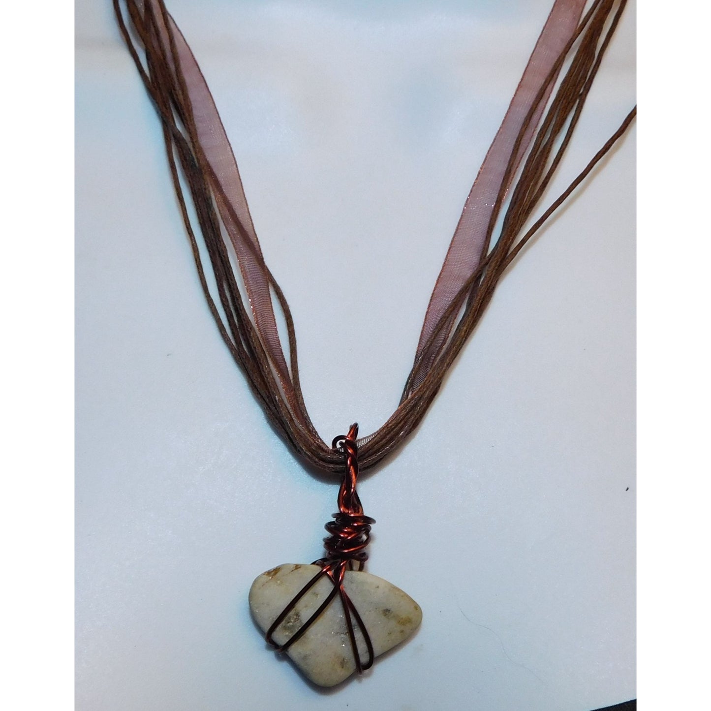 Handmade Wire Wrapped Stone Pendant Necklace