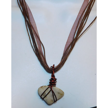 Handmade Wire Wrapped Stone Pendant Necklace