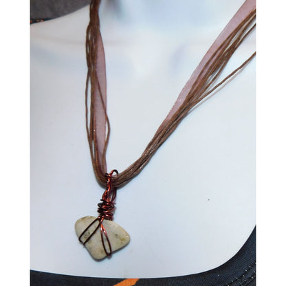 Handmade Wire Wrapped Stone Pendant Necklace