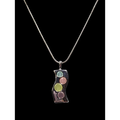 Modern Pendant Necklace With Pastel Dyed Shell Inlay