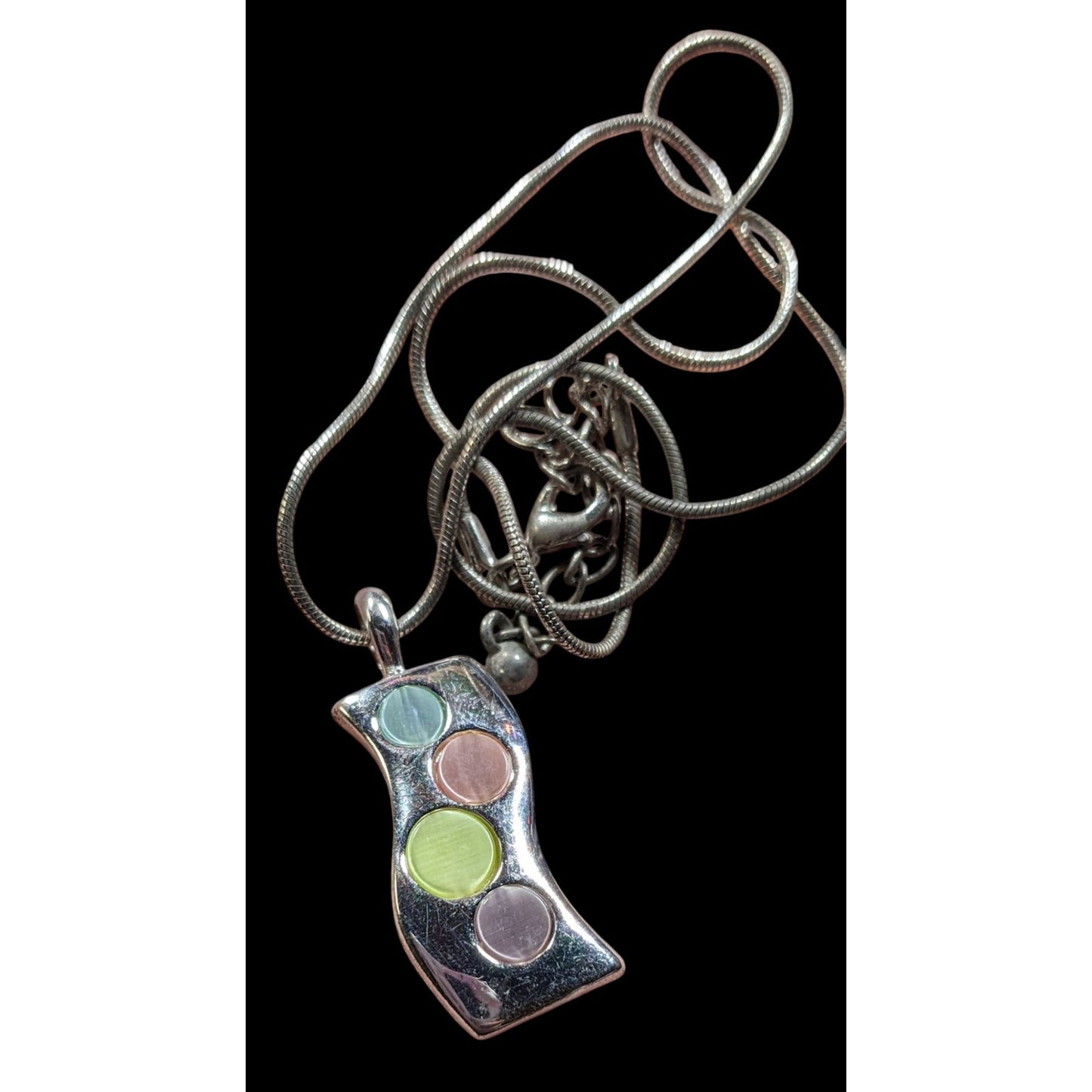 Modern Pendant Necklace With Pastel Dyed Shell Inlay