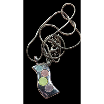 Modern Pendant Necklace With Pastel Dyed Shell Inlay