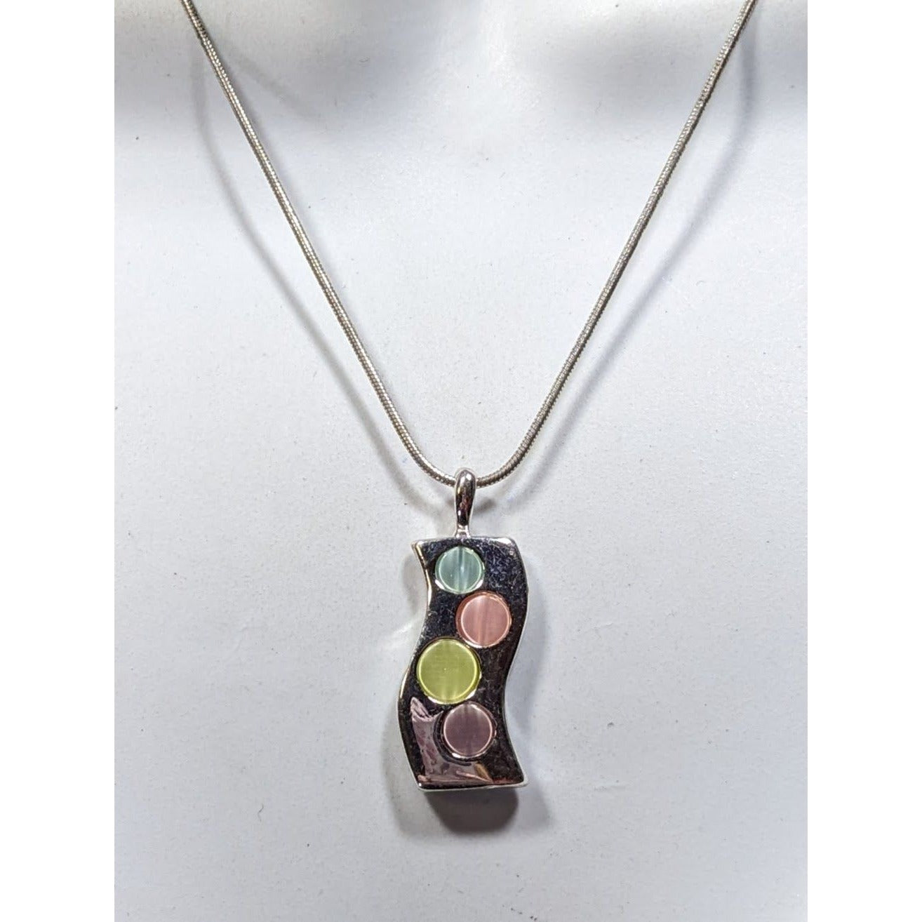 Modern Pendant Necklace With Pastel Dyed Shell Inlay