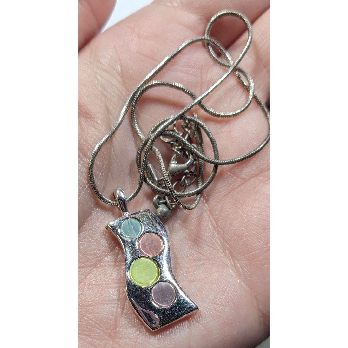 Modern Pendant Necklace With Pastel Dyed Shell Inlay