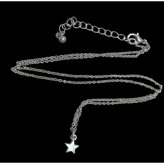 Minimalist Star Pendant Silver Tone Necklace