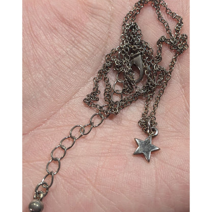 Minimalist Star Pendant Silver Tone Necklace