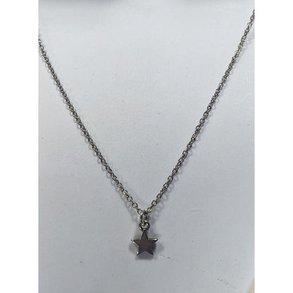 Minimalist Star Pendant Silver Tone Necklace